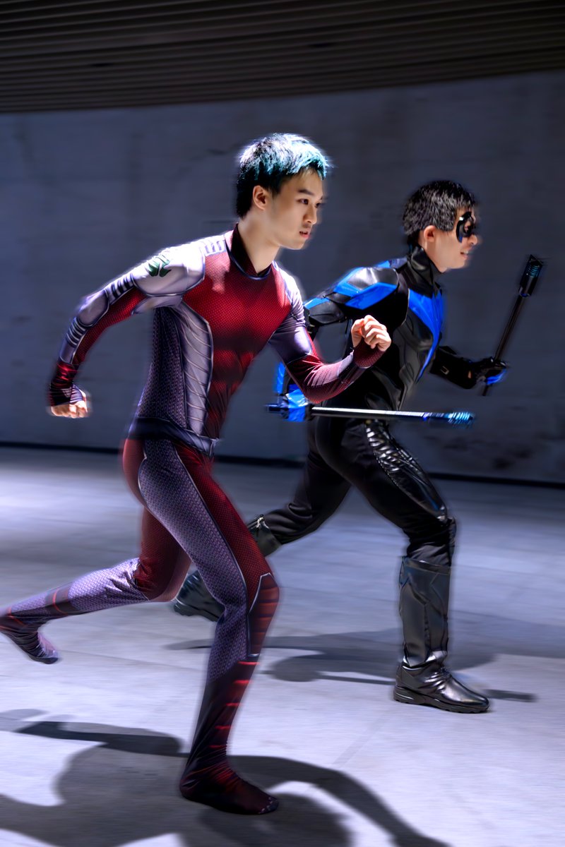 WAForward_'s tweet photo. Rush Hour

Alan and King 
photo by @qiaojivision
#cosplay #nightwing #beastboy #Titans https://t.co/DDiM0wy2FF