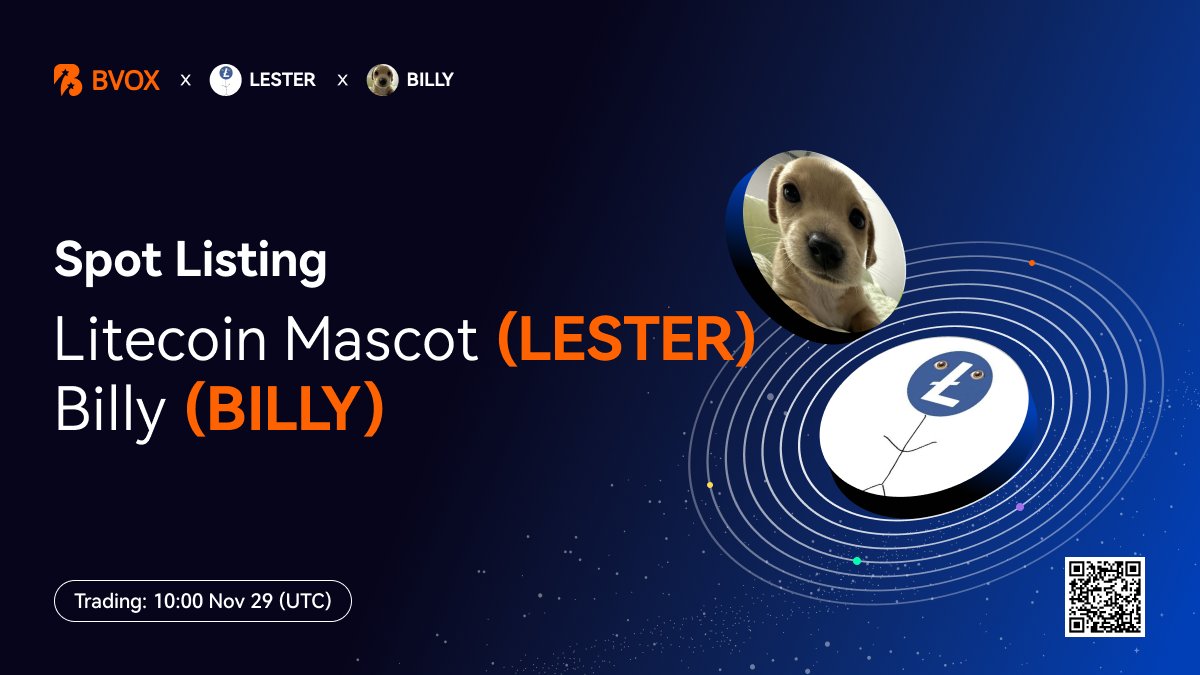 BVOX_global's tweet photo. 🚀 New Spot Listing: LESTER & BILLY 🎉

🔥 BVOX is excited to list Litecoin Mascot ( $LESTER) and Billy ( $BILLY)!

📅 Trading starts: Nov 29, 2024, at 10:00 (UTC)
💰 Pairs available: LESTER/USDT & BILLY/USDT

Get ready for the action! ⚡️
https://t.co/k8tjxjAp7Q

#Crypto #BVOX #Trading #listing #lester #billy
