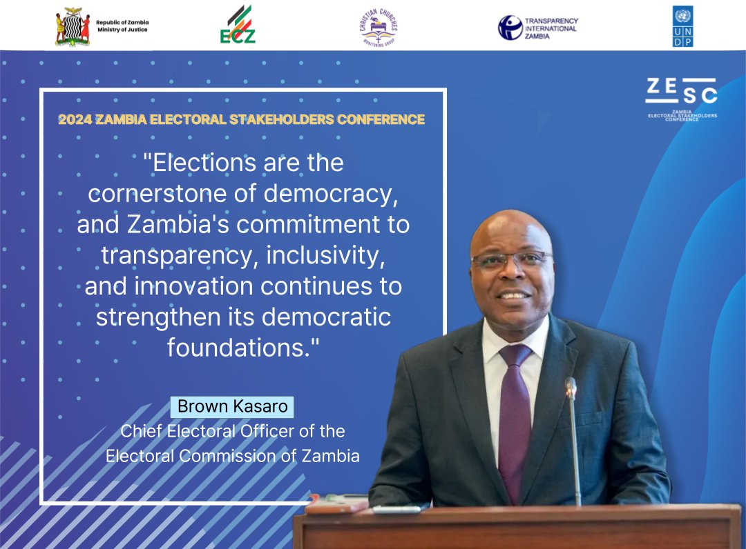 UNDPZambia's tweet photo. ✨Day 1 of the Zambia Electoral Stakeholders Conference #ZESC2024 concludes with commitment to taking a step towards strengthening democratic values and inclusivity. 👣🌍
#ElectoralIntegrity 🇿🇲 https://t.co/ixswNx8zbv