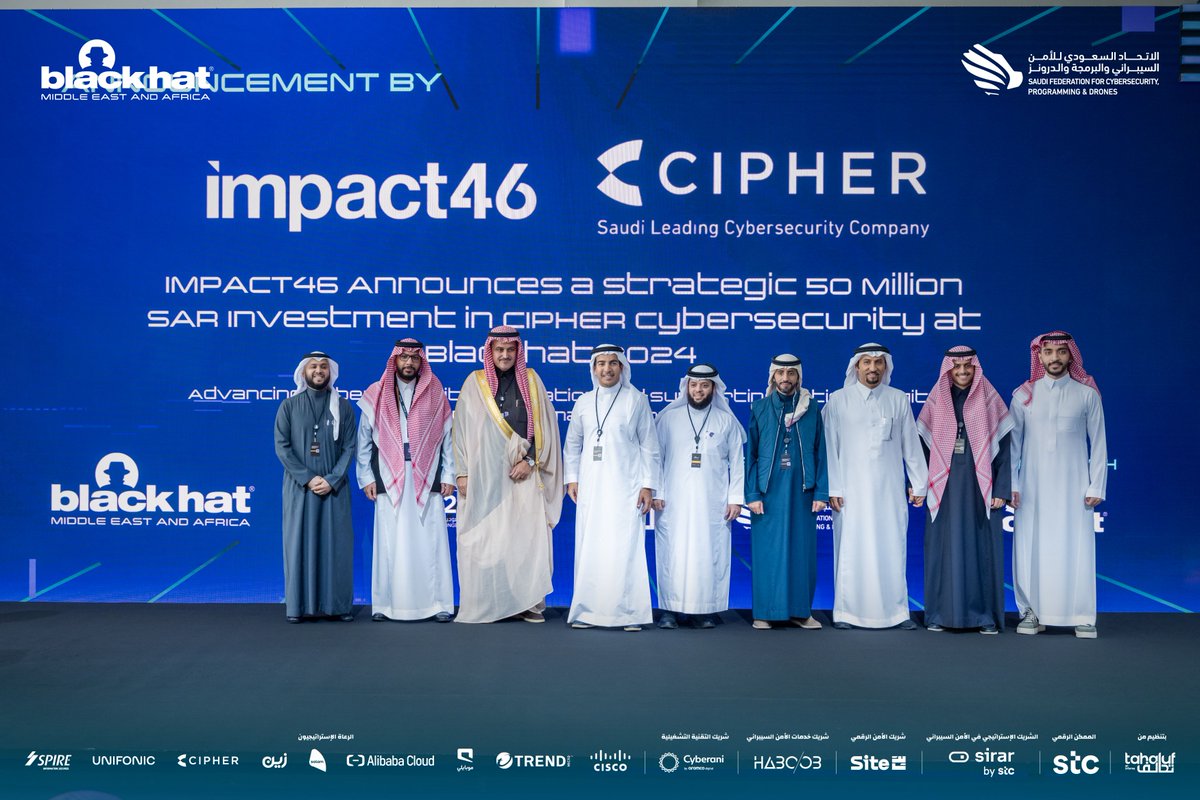 عاجل من فعالية #بلاك_هات24

تأثير المالية "IMPACT46" تعلن عن استثمار 50,000,000 ريال في "سايفر" للأمن السيبراني

<a href="/Impact_46/">Impact46</a>
<a href="/CipherSaudi/">Cipher | سايڤر</a>