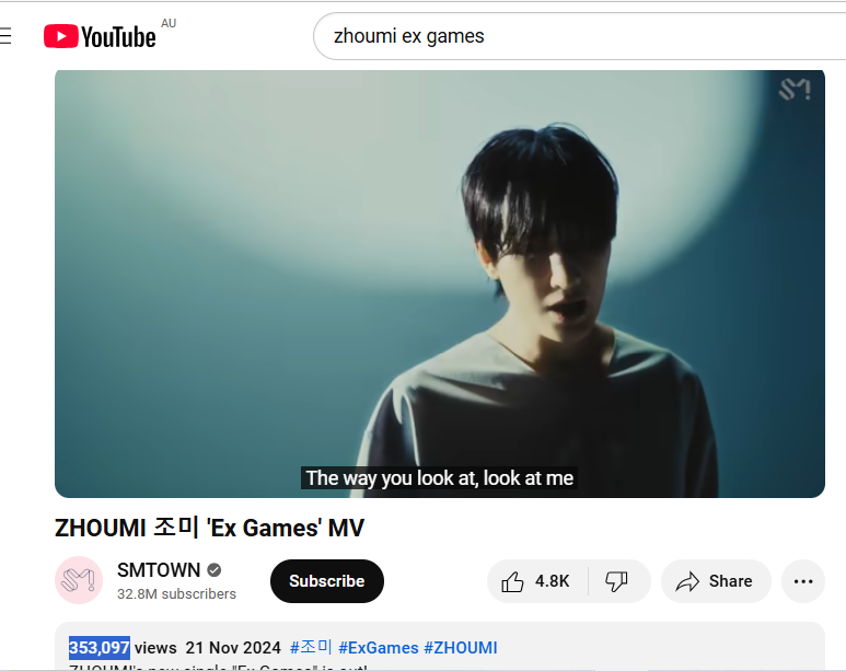 sujusapphire59's tweet photo. 🎶#SUPERJUNIOR's MUSIC🎶
Plz help #ZHOUMI get more views😊💙
'Ex Games' 353,097 (+2,447) (In 23 hrs)
#ExGames #ZHOUMI_ExGames https://t.co/6o5To2AEHt