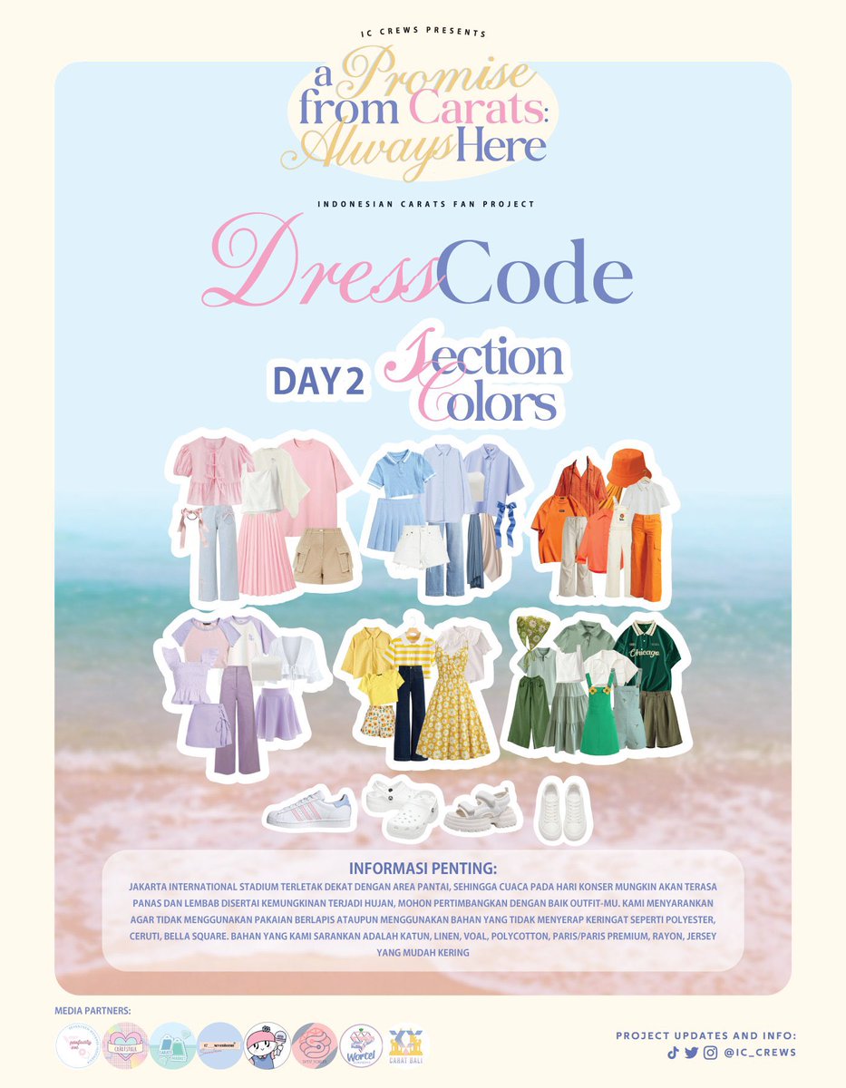 caratstalk's tweet photo. [Dress Code Alert🚨]

CARATs!💎
We’re super excited to announce the dress code for Seventeen Right Here in Jakarta!🩷🩵

Jangan lupa untuk pilih baju yang nyaman dipakai😉 
Kamu bisa intip inspo di bawah untuk referensi outfit yaa!🫶

#SVT_RIGHT_HERE_IN_JAKARTA https://t.co/cfO1ka2JaB