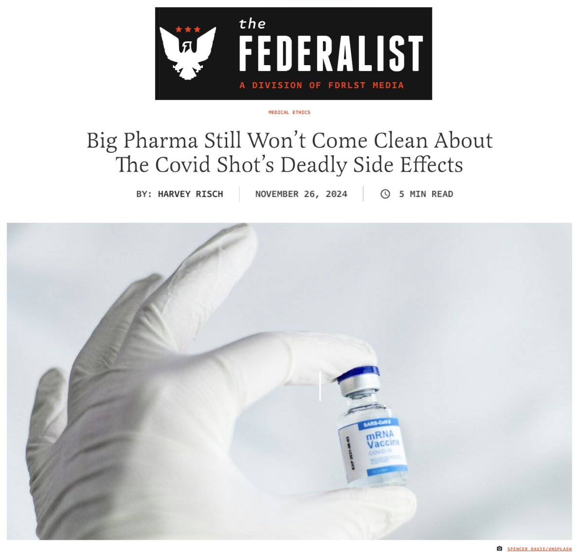 Big Pharma Still Won’t Come Clean About The Covid Shot’s Deadly Side Effects

The code of medical ethics demands a transparent and balanced accounting of the vaccine’s impact on the American people.

By <a href="/DrHarveyRisch/">Harvey Risch</a> <a href="/FDRLST/">The Federalist</a> 

thefederalist.com/2024/11/26/big…

#MFScholar