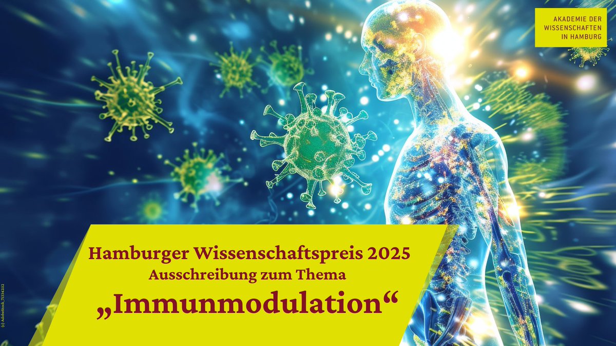 Die #AdWHH schreibt den #HamburgerWissenschaftspreis 2025 zum Thema „#Immunmodulation“ aus. In Deutschland arbeitende herausragende Wissenschaftler:innen, die zu Fortschritten auf diesem Gebiet beigetragen haben, können bis 15. März 2025 nominiert werden👉🏼
awhamburg.de/aktuell/presse…