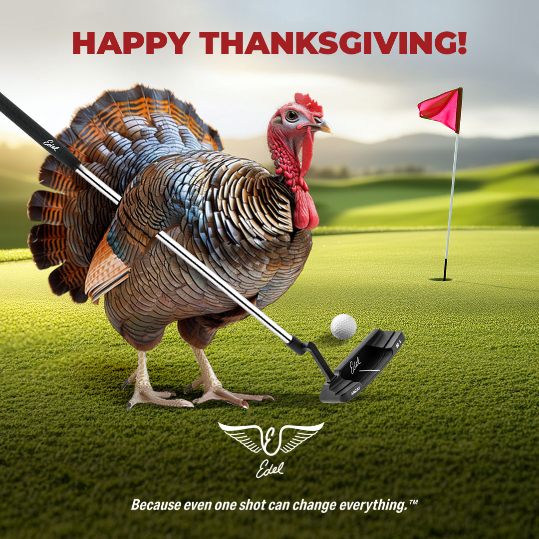 EDELgolf's tweet photo. From all of us at Edel Golf, we want to wish you and yours a Happy and Healthy Thanksgiving!!  We are thankful for your support and trust in our golf clubs and accessories.  Enjoy the day with family and friends!!  #bethankful #golf #thanksgiving #edel #oneshot https://t.co/9txtIDnNQL