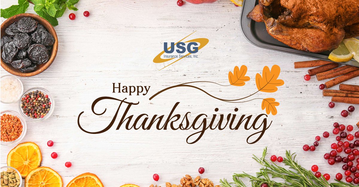 USGInsurance's tweet photo. From all of us at USG, we wish you and your loved ones a holiday filled with warmth, joy, and gratitude. Happy Thanksgiving! https://t.co/zCjoR1yAJh