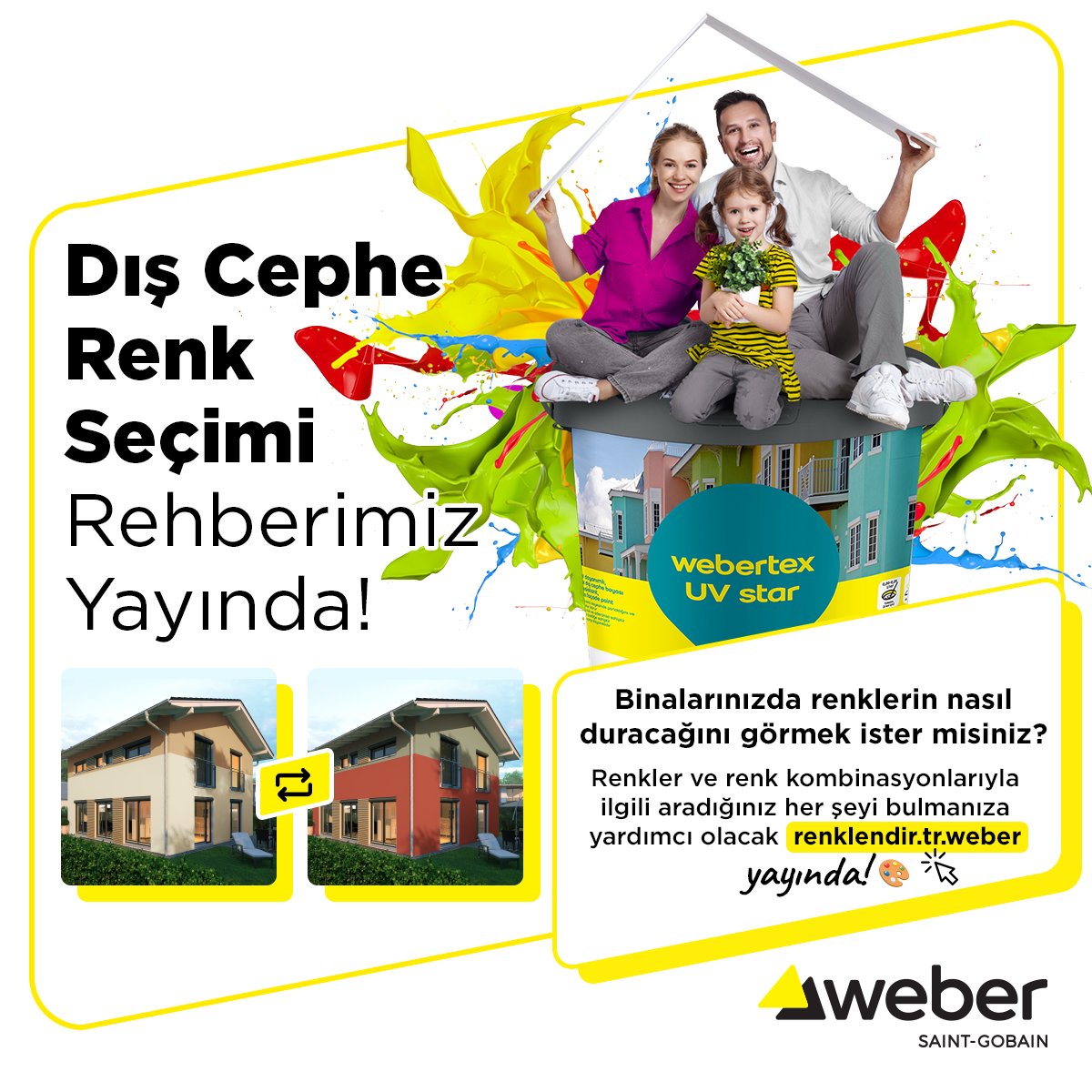 Binalarınızın renk kombinasyonuyla ilgili aradığınız her şeyi bulmanıza yardımcı olacak, müşterilerinizi yönlendirebileceğiniz uygulamamız  renklendir.tr.weber yayında! 🎨

#weber #mantolamayıboyayıweberçözer