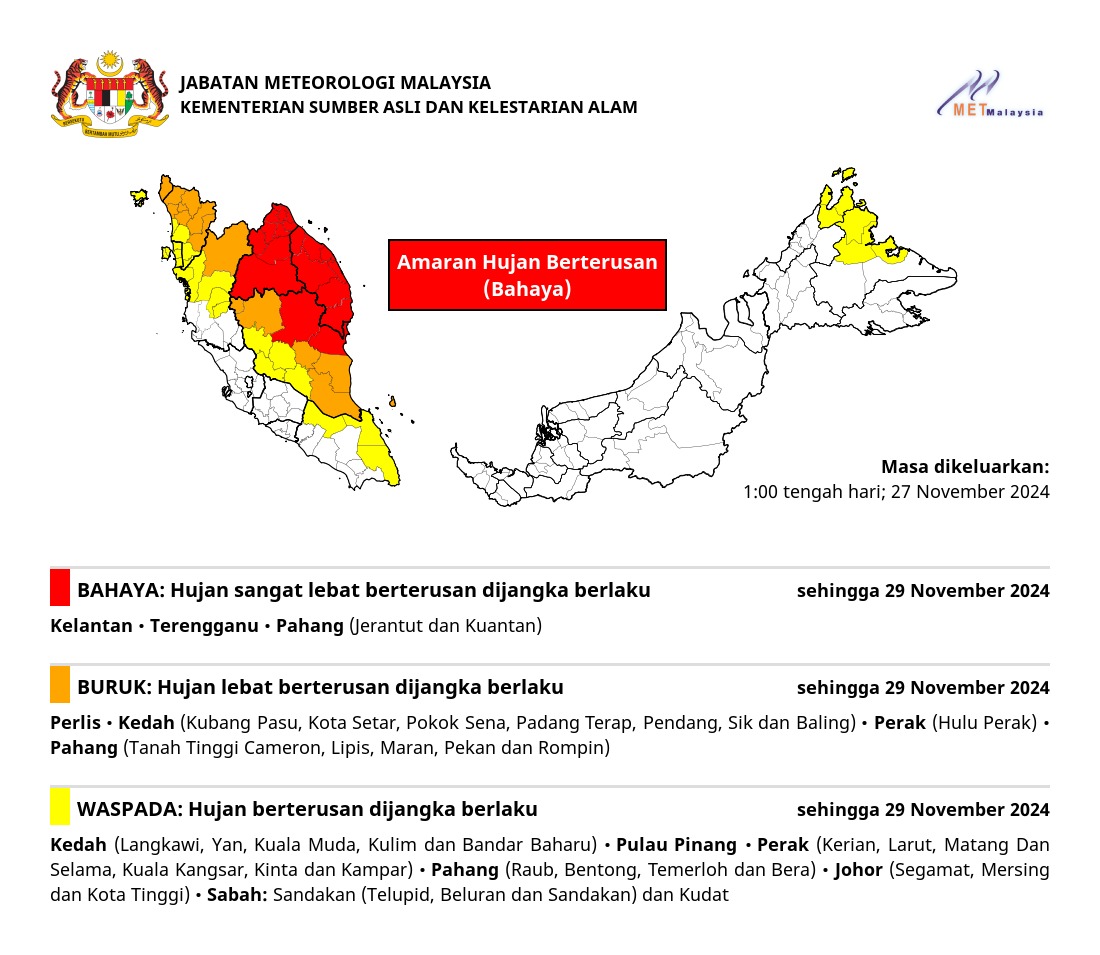 metmalaysia's tweet photo. [ PERINGATAN ]

AMARAN HUJAN BERTERUSAN 🌧️🌧️🌧️

#amaranhujanberterusan
#metmalaysia
#NRES
#MalaysiaMADANI https://t.co/c1lTeOUBCw