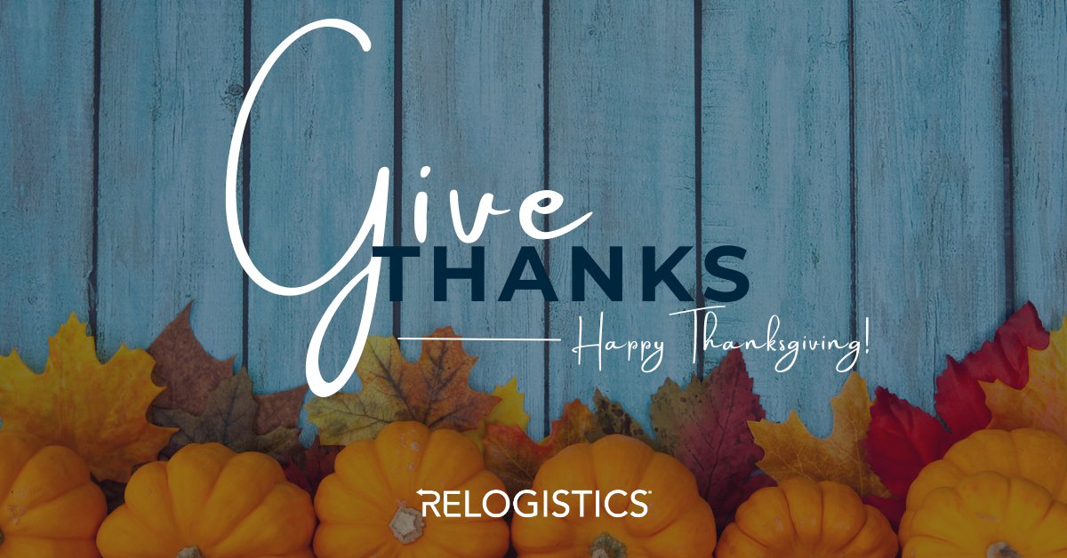 Happy Thanksgiving from Relogistics! Wishing you and your loved ones a happy, safe, and joyous Thanksgiving. Let’s celebrate the season with gratitude and continue making great things happen! 🍂🌟 #Relogistics #Thanksgiving #Teamwork #Gratitude