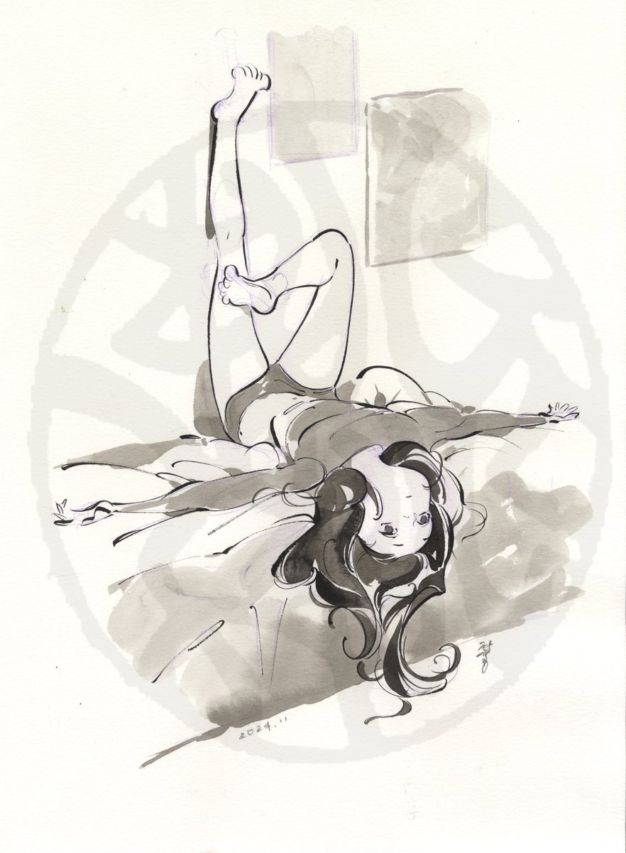 インク終わった…あとは着彩のみ。