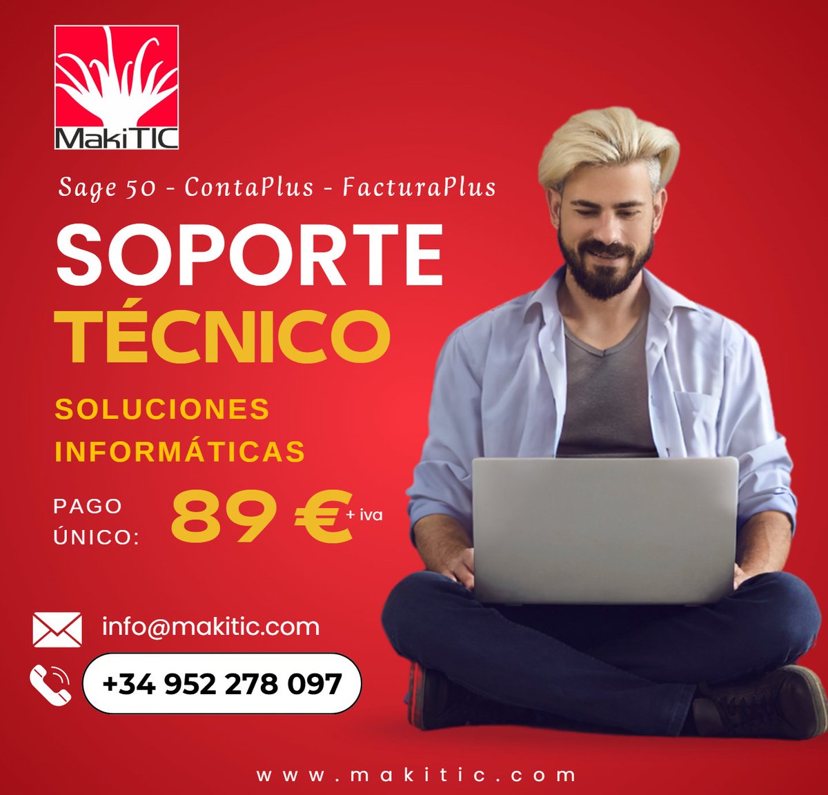 Maki_TIC's tweet photo. 🔧 ¡No más problemas con ContaPlus o FacturaPlus! 🔧

En MakiTIC, solucionamos Errores de SAGE con Soporte Remoto:
✔️ Asistencia telefónica.
✔️ Conexión con TeamViewer.
✔️ Garantía: ⭐⭐⭐⭐⭐

📞 952 278 097 
#SoporteRemoto #ContaPlus #FacturaPlus #MakiTIC #Sage50 https://t.co/RbjU4YaYLN