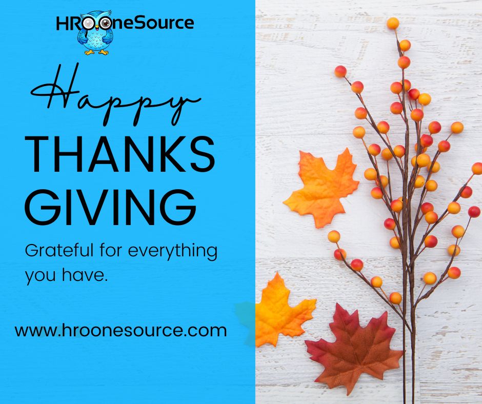HROOneSource's tweet image. 🦃 Happy Thanksgiving from HRO OneSource 🍂

Feel free to check out our services at hroonesource.com
#HappyThanksgiving #GratefulHeart #HROOneSource #BusinessSolutions #PEOExperts #HRServices #Thankful #SmallBusinessSupport #Gratitude #BPO  #BusinessGrowth #ThanksgivingDay