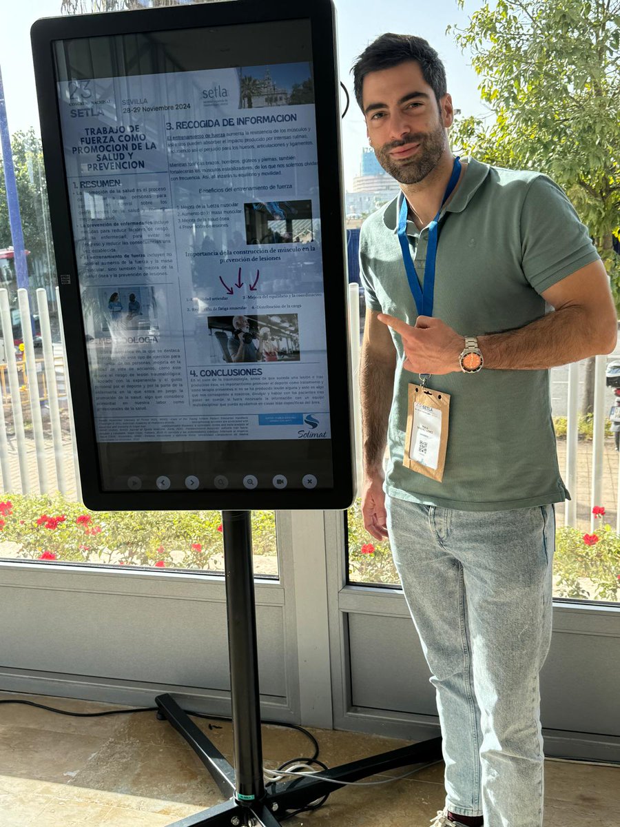 Solimat72's tweet photo. Nuestro compañero Pablo Sánchez, Enfermero en el #HospitalSolimatSanJosé, participa en el Congreso @SETLA11 con el póster científico "Trabajo de fuerza como promoción de la salud y prevención".
#SETLA #SETLA24 #traumatología https://t.co/qwiLYzpXpH