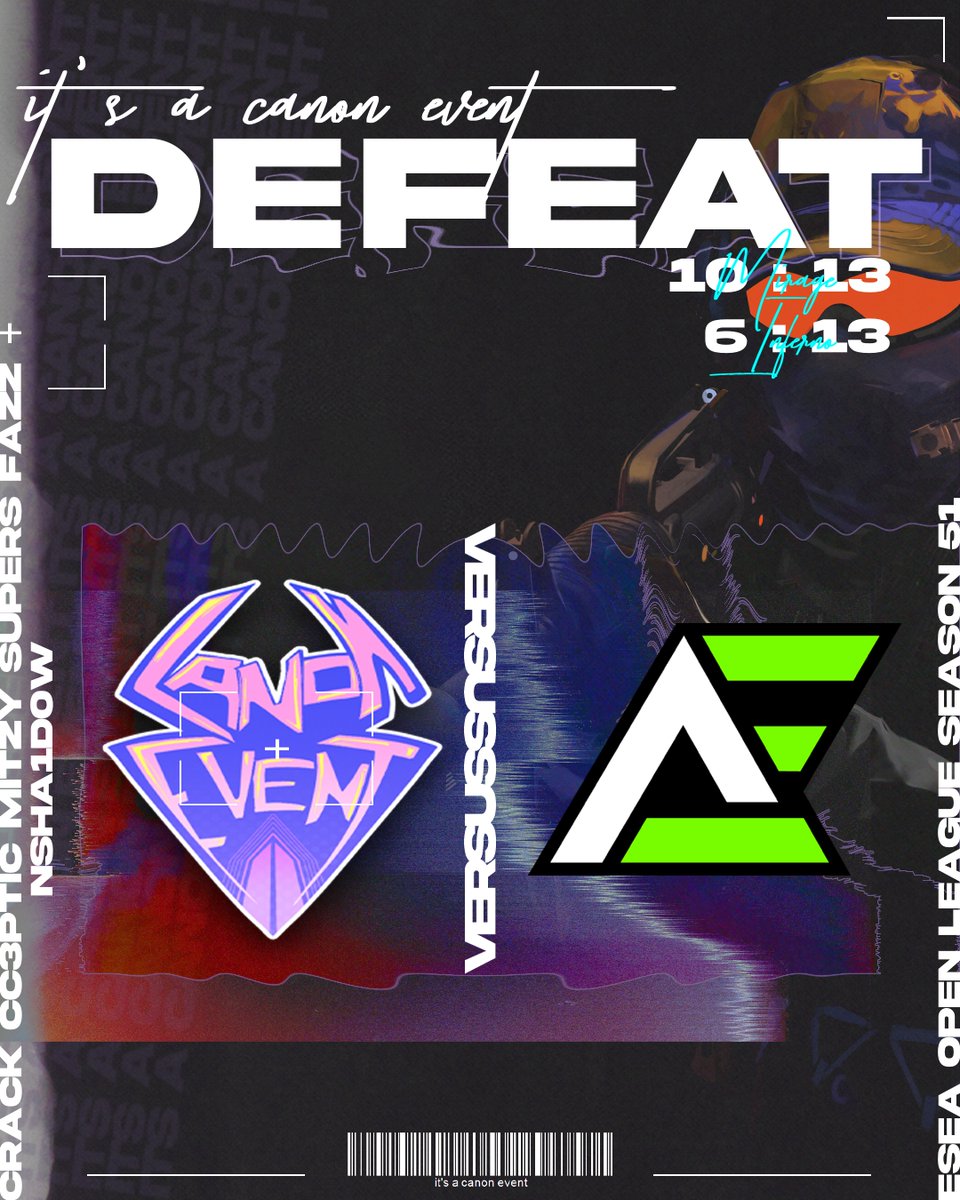 Not the way we wanted to begin playoffs...

0-2 against @AlteredEdgeAU GGWP

We're an underdog team anyway and we're not done yet
#ESEA #CanonEvent