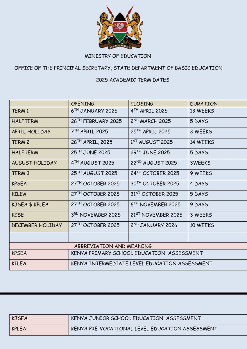 This is the official 2025 ACADEMIC TERM DATES.