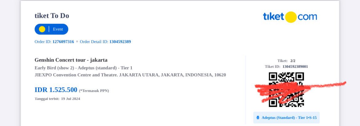 qerilee's tweet photo. WTS Tiket Konser Genshin Impact Sabtu 30 November 2024 jam 19.30 ada 2 kursi Adeptus (Standard) - Tier 1. Kursi no. S15 &amp; S16. Tiket dijual karena bentrok acara.

Harga dijual 2.8jt untuk 2 tiket. Harga sekarang sudah 3.5jt. https://t.co/UATUaASpFo