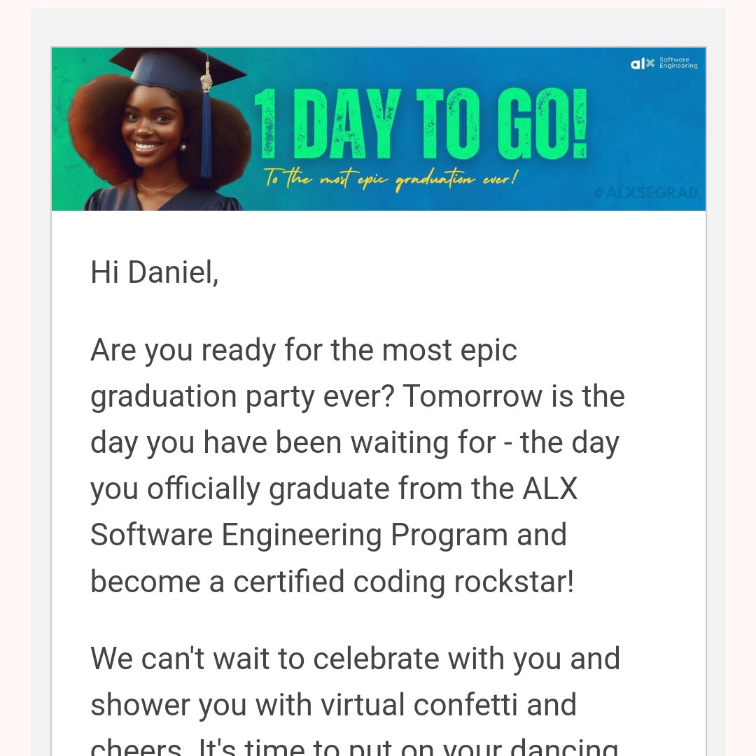 quantdev00's tweet image. Can't wait to see tomorrow, what a run ๐,
Happy coding to you ๐
#ALX_SE #alxvagraduate2024 #ALX