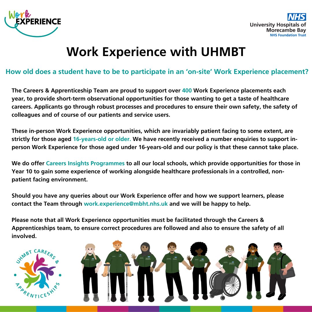 The next application window for Work Experience with UHMBT will open on Thursday 2nd January 2025 on nhscareersnw.co.uk via the 'Placements' section. 🏥