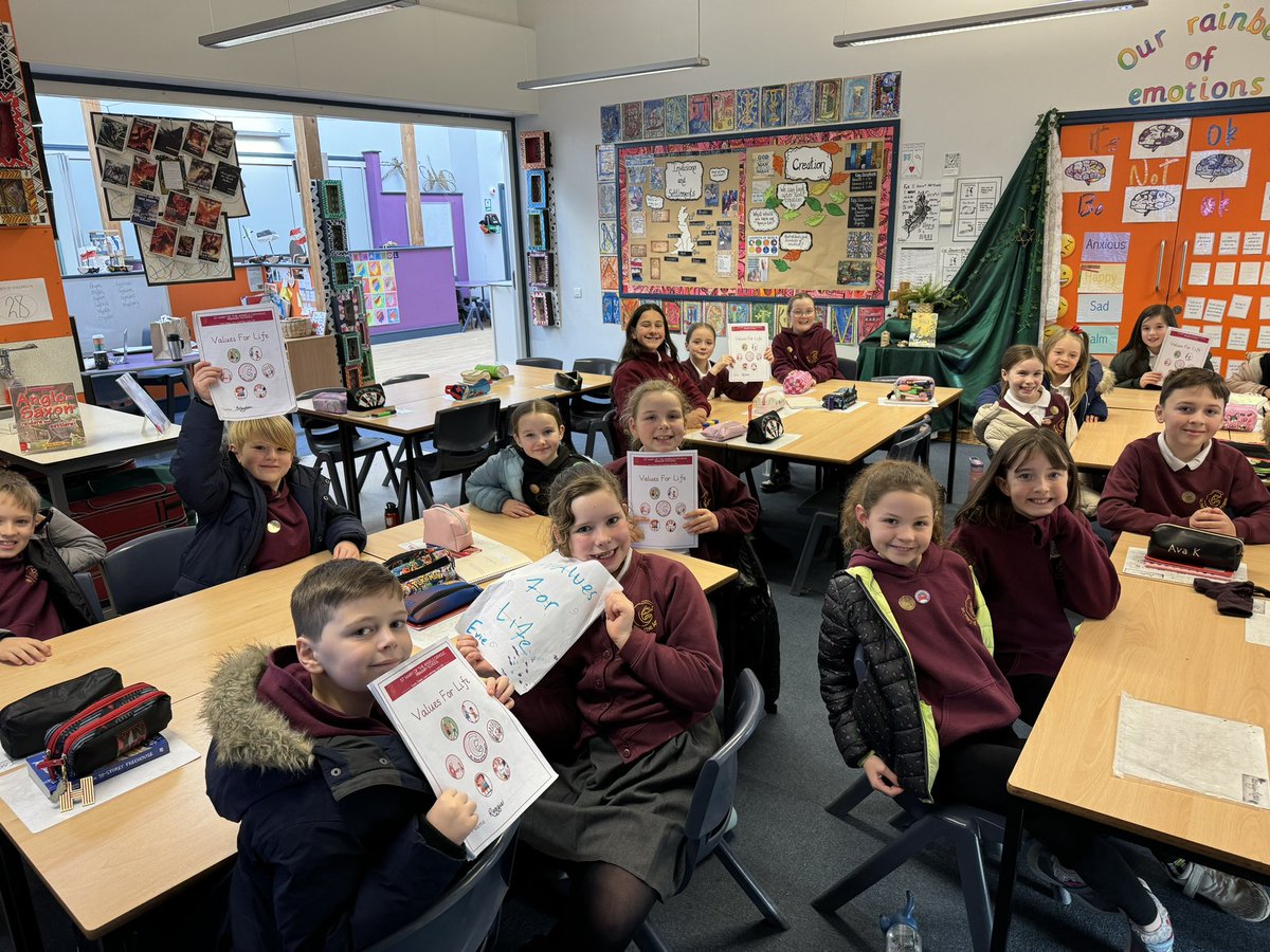 StMary_ofAngels's tweet photo. A wonderful second meeting with our Values for Life group. We discussed some of the work they had completed in their integrity journals and we looked at our next task - to create a collage piece of art around our school value of compassion 💙 #ValuesforLife https://t.co/6rUOkhtg1a