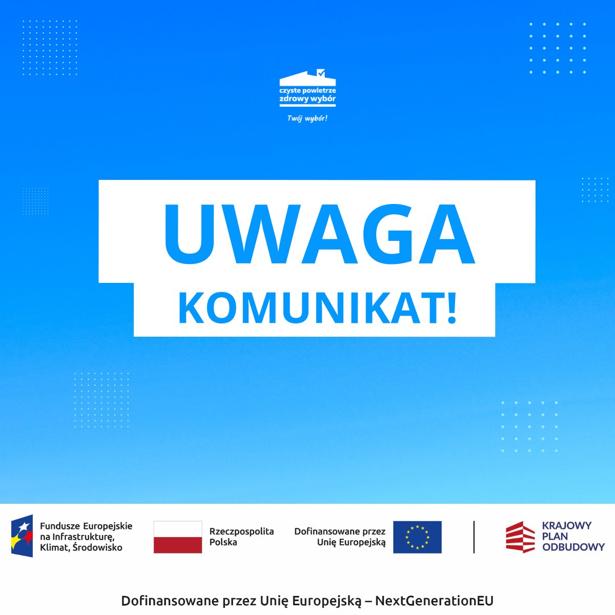ℹ️ Informacja o wstrzymaniu naboru wniosków w ramach programu priorytetowego „Czyste Powietrze”

Więcej informacji: wfosgw.poznan.pl/aktualnosci-z-…

#FunduszeEuropejskie #FunduszeUE