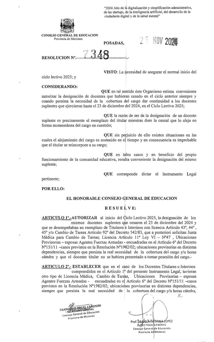 Salió la res. 7346/24 que garantiza continuidad colegas con Res. de Estabilidad Laboral, Res. 7347/24 establece continuidad de los cargos jerárquicos suplentes durante el receso de verano y la Res. 7348/24 que garantiza la continuidad laboral en 2025 para quiénes cesan el 23/12.