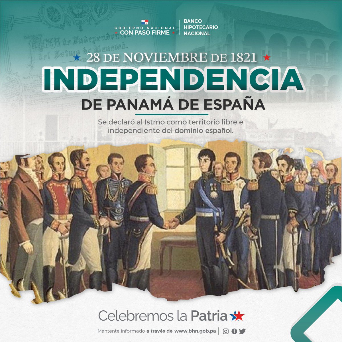 En BHN, celebramos con orgullo este 28 de noviembre, conmemorando 203 años de independencia de Panamá de España, un día histórico que marcó el rumbo de nuestra nación libre y soberana ¡Orgullosos de ser panameños!
#bhn #bancohipotecarioNacional #conpasofirme