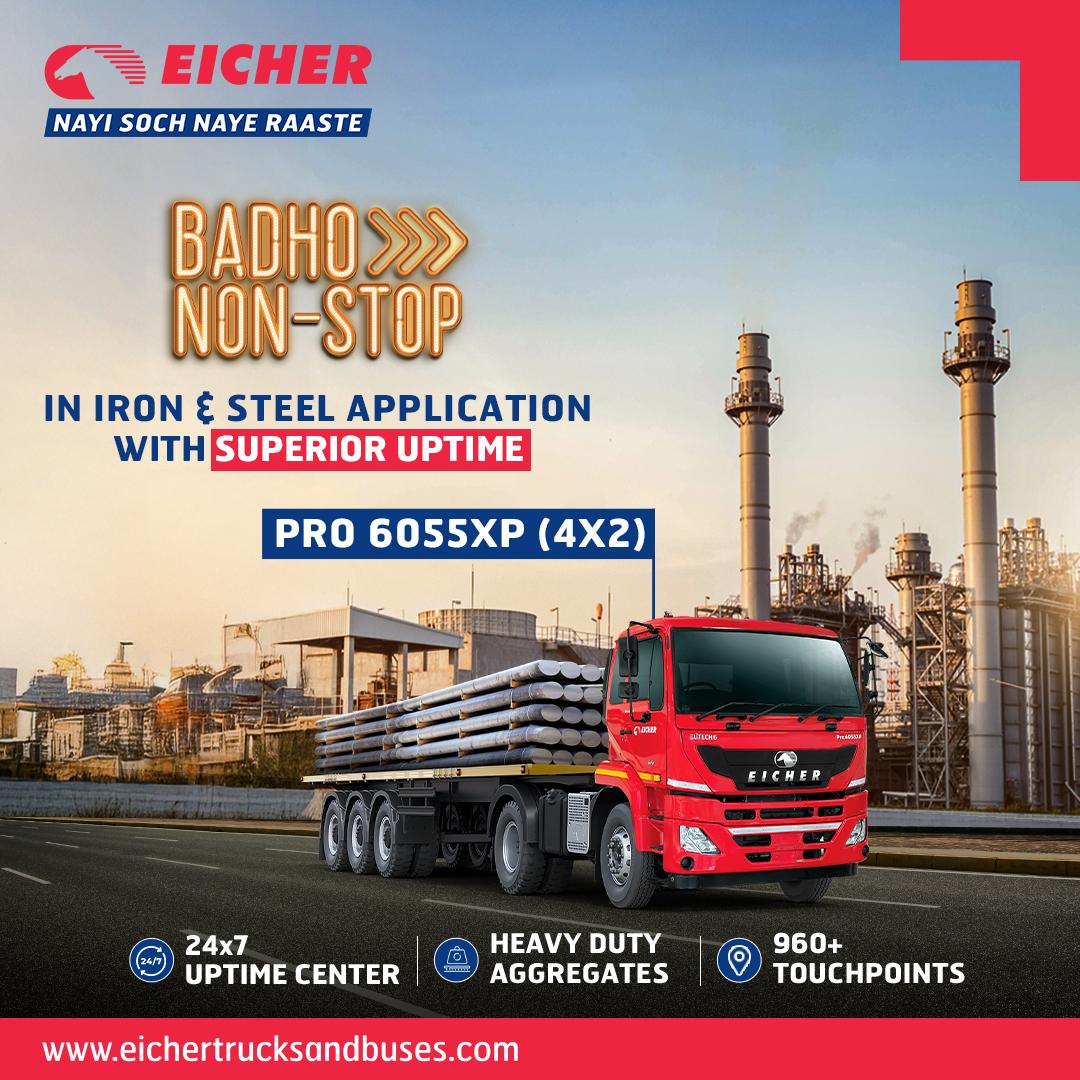 ETBIndia's tweet photo. Badho Non-Stop in iron & steel application with superior uptime of Pro 6055XP (4x2)
Know more: https://t.co/S46tOejX23
#EicherBSVI #EUTECH6 #HCVTrucks #HighPower #MaximumUptime #MyEicher #BadhoNonStop #HeavyTrucks #EicherTrucksAndBuses #Eicher https://t.co/tJXN9L68Mp