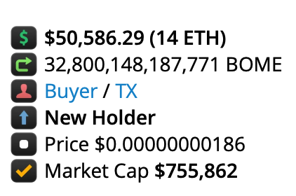 bomeaix's tweet photo. the chinese whales are buying - $50.48k buy on #bomeai!
0x0c4785eE3CA8bF1fB90c772703210bd346AA3413
Links:
🐸 https://t.co/yVbAv7dBug
🦄 https://t.co/w6EHqlA6gc https://t.co/ThEdeAs5zE