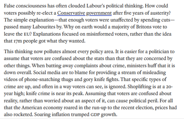 Weird ideas of false consciousness still dominate