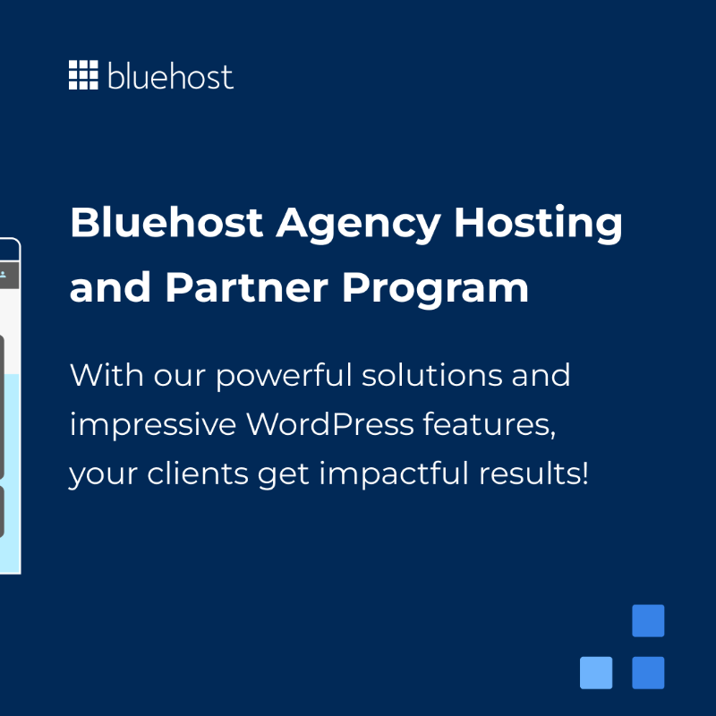 bluehost's tweet photo. Looking for advanced solutions that deliver impactful results? Bluehost Agency Hosting and Partner Program offers advanced #WordPress features, optimized performance, and ease of use for your clients.

Elevate your agency's success today!

#BluehostAgencyProgram #WebHosting