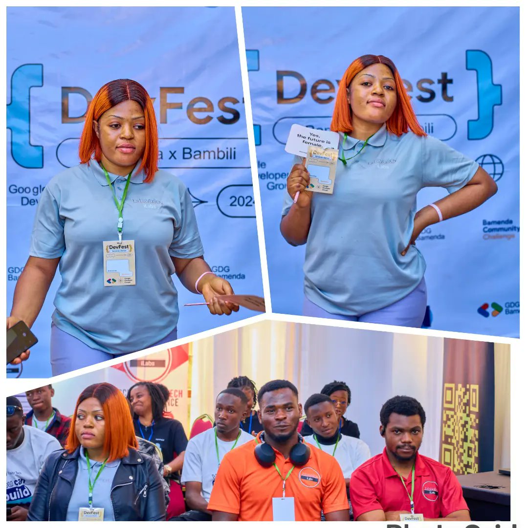 Nde_Lum's tweet photo. #DevFest2024 
#Devfest
@GDGBamenda
@gdgbambili 
Tech events are my absolute fav https://t.co/XnsNIhyeaQ