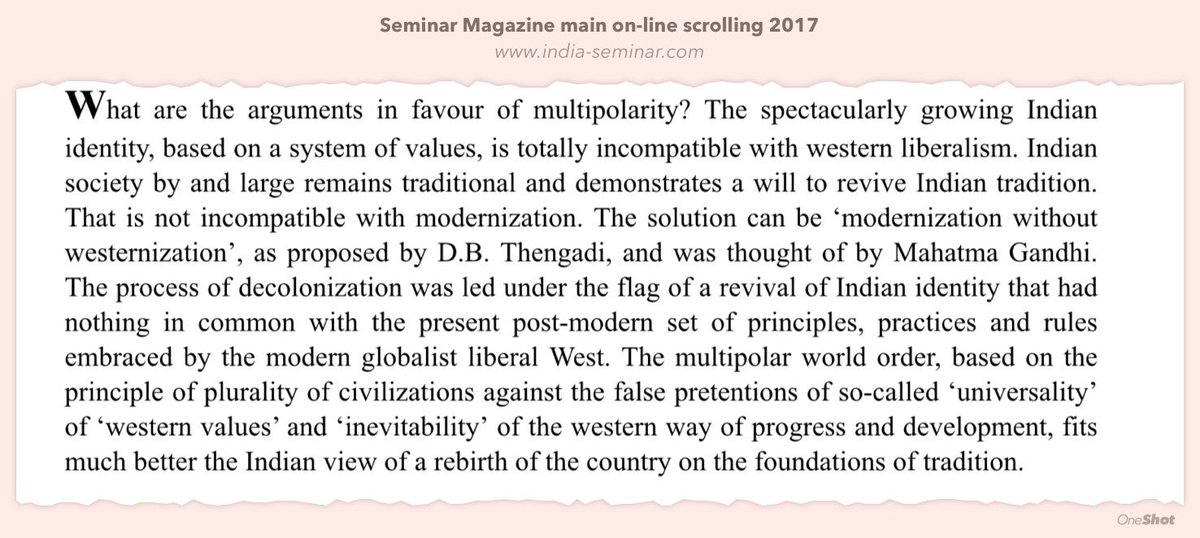 kumarnandaj's tweet photo. Russian philosopher Alexander Dugin the friend Philosopher Guide of Putin says strongly about the need of decolonisation of Indian minds and says high on DB Thengdi’s stand on “Modernisation is not Westernisation” https://t.co/sSV1mFOZMA