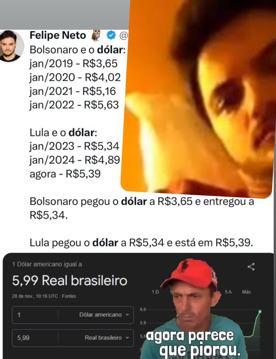 JoaquinTeixeira's tweet photo. Sobre o dólar bater 6:
Vamos aguardar a análise do economista Nelipe Feto. Obrigado. https://t.co/wV6I9UHlkL