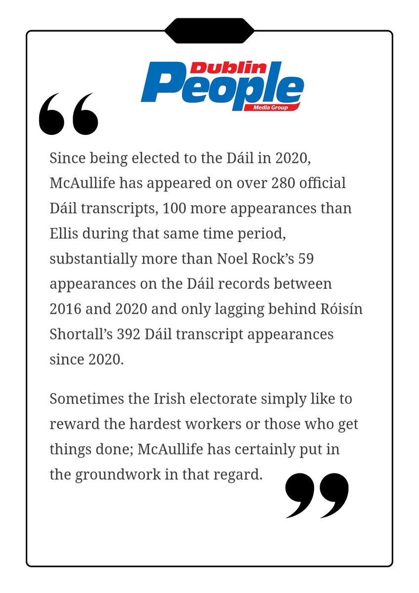 PaulMcauliffe's tweet image. Some very nice words in this week's Dublin People review of Dublin North West Constituency. If you are voting tomorrow, I ask you for your number 1 vote. 

You can read the full article here. 
 dublinpeople.com/news/community…