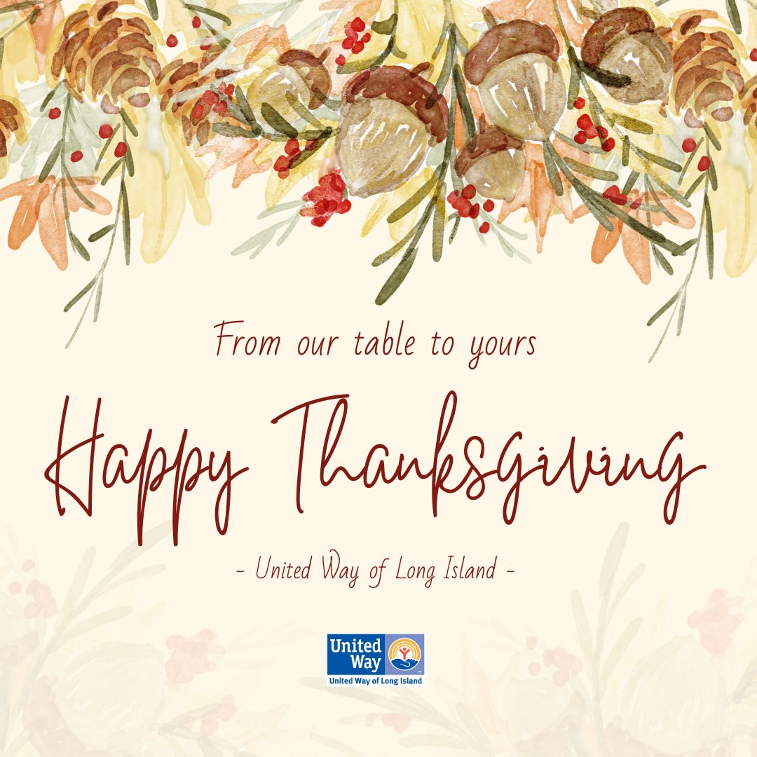 Thanksgiving is a time of reflection, and we are thankful for you! Happy Thanksgiving to all. 🍁

#UnitedWay #LiveUnited #gratitude