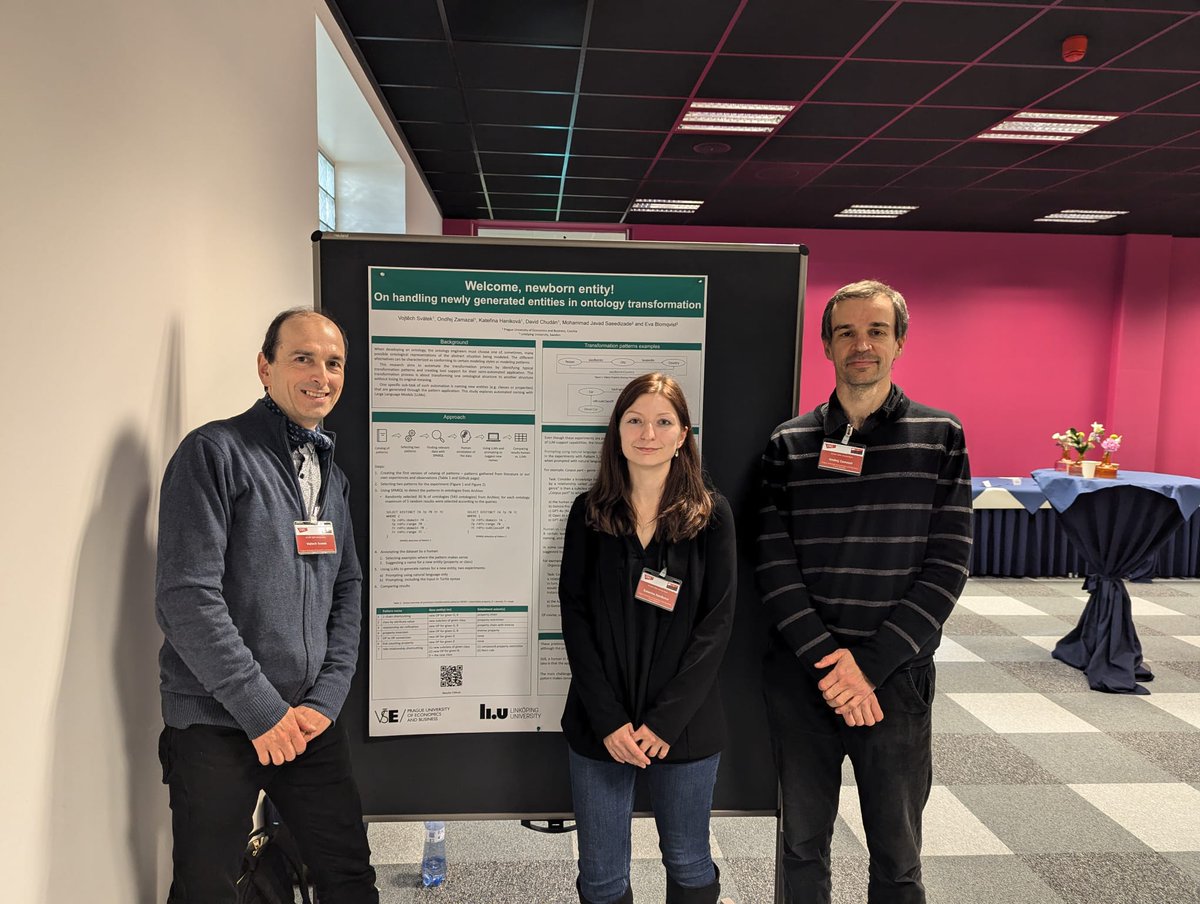 #EKAW24 event.cwi.nl/ekaw2024 slowly nearing to its end, 3 days full of excellent talks, plus a vivid P/D session. Ondřej Zamazal, Katka Haniková and I were busy answering questions and getting feedback to our demo+posters, adressing #ontology transformation and analysis.