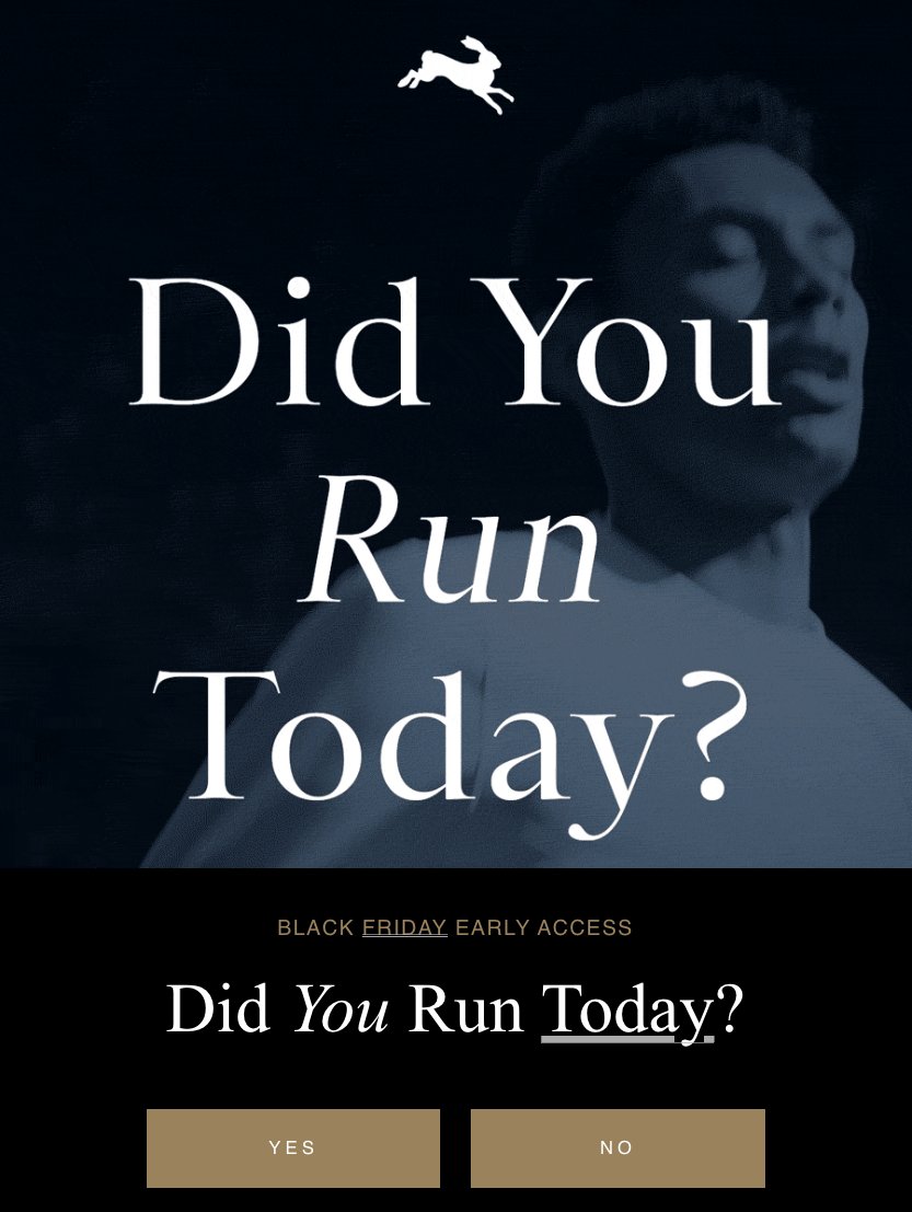 Super strong/sharp campaign CTA by @tracksmith. (Suffice to say, it worked. 😎) https://t.co/h9hT2PP