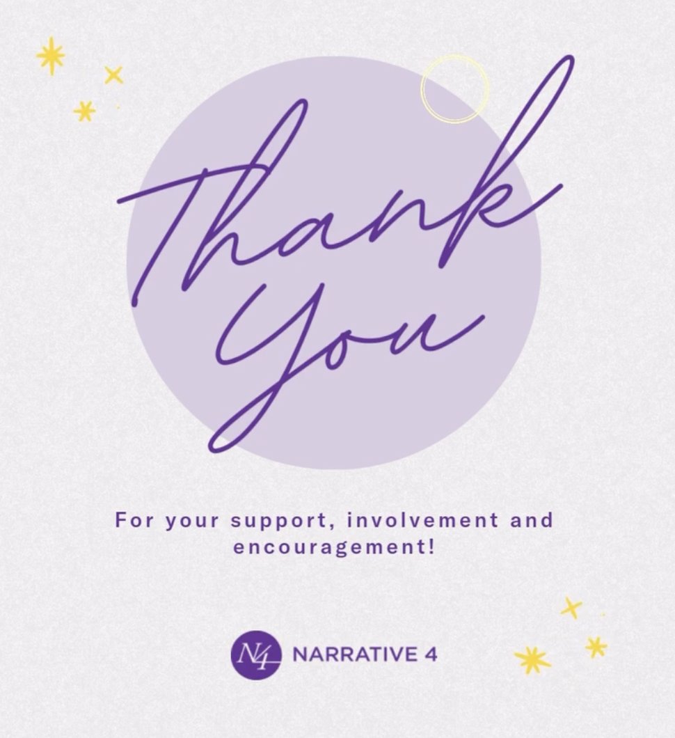 narrative4's tweet photo. Our work would be impossible without our global community of supporters, educators, facilitators and students. From the bottom of our hearts - thank you!
Happy thanksgiving!
#gratitude #grateful #thanksgiving #thankful #narrative4 #storytelling https://t.co/NyomCeMsFL