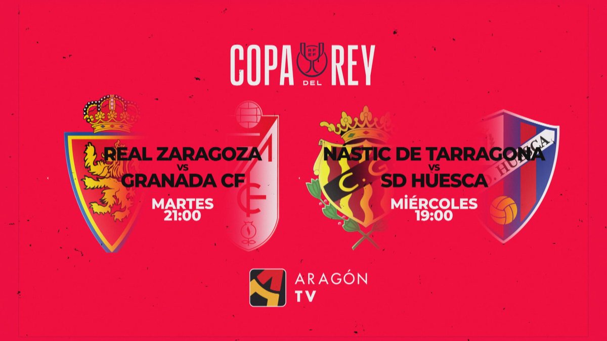 ardeportes's tweet photo. 🚨🚨 #ÚltimaHora || La segunda eliminatoria de la #CopaDelRey del #RealZaragoza y la #SDHuesca se verá en @aragontv
➡️Real Zaragoza - Granada (Martes, 21:00)
➡️Nástic - SD Huesca (Miércoles, 19:00)
➡️Los partidos del Barbastro y la SD Ejea os los contaremos en @aragonradio https://t.co/8orO46vyMI