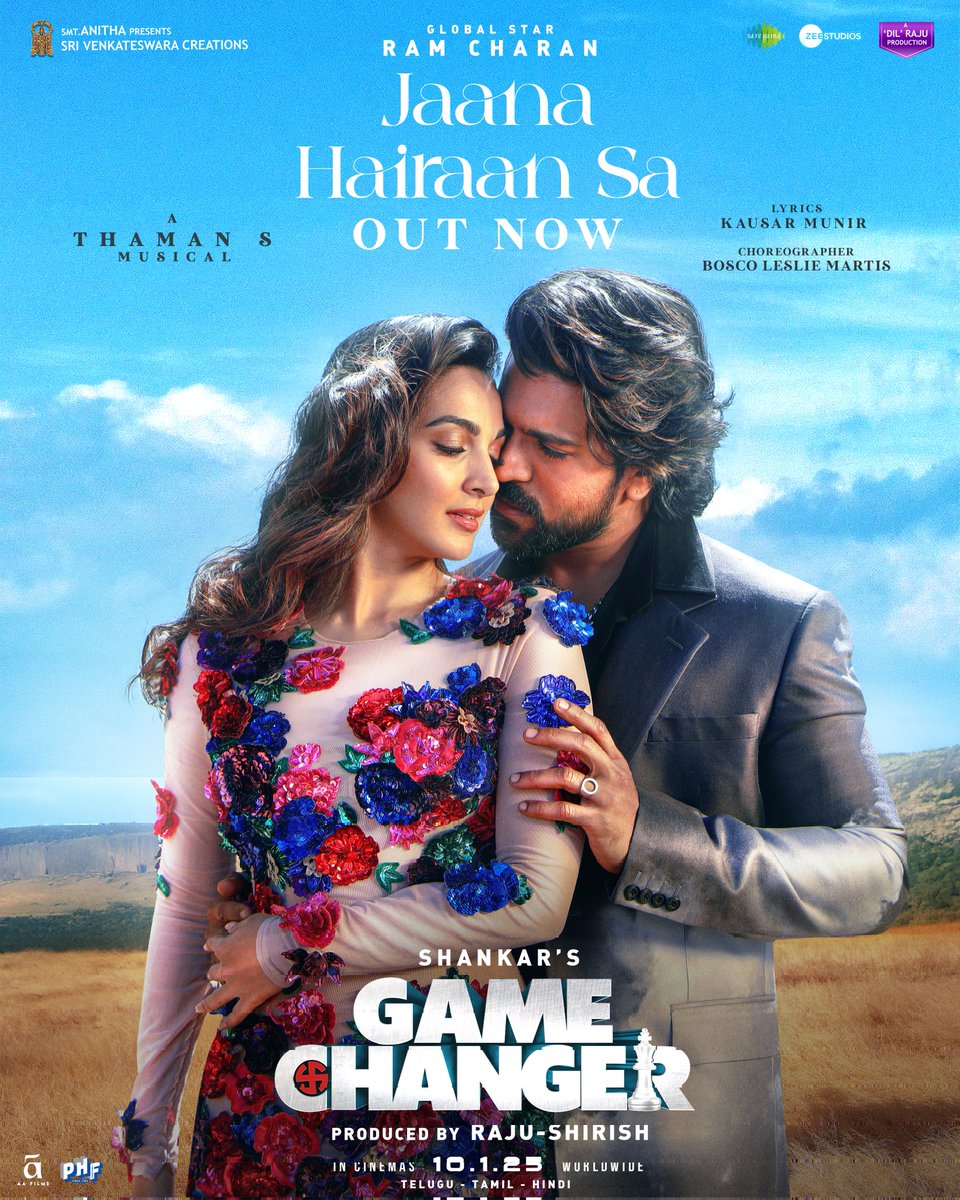 GameChangerOffl's tweet photo. Presenting Melody Of The Year 😊
#NaanaaHyraanaa | #Lyraanaa | #JaanaHairaanSa 🥰  from #GameChanger is here, to paint the city in love 💜

🔗 
https://t.co/LCVSsRd9JB
🔗 https://t.co/FEM9YHpl34
🔗 
https://t.co/oxS0shXaCF

A @MusicThaman melody! 🎶

Sung By @shreyaghoshal @singer_karthik 🎙

Choreographed by @BoscoMartis

Lyrics: “SaraswathiPuthra” @ramjowrites @Lyricist_Vivek @KausarMunir

#GameChangerOnJAN10 🚁

Global Star @AlwaysRamCharan @shankarshanmugh @advani_kiara @yoursanjali @iam_SJSuryah @actorsrikanth @Naveenc212 @AntonyLRuben @DOP_Tirru @artkolla @SVC_official @HR_3555 @Rajrules143 @ZeeStudios_ @bhumika_tewari @kejriwalakshay #AnjaliRaina #UmeshKrBansal @saregamaglobal @saregamasouth @AAFilmsIndia