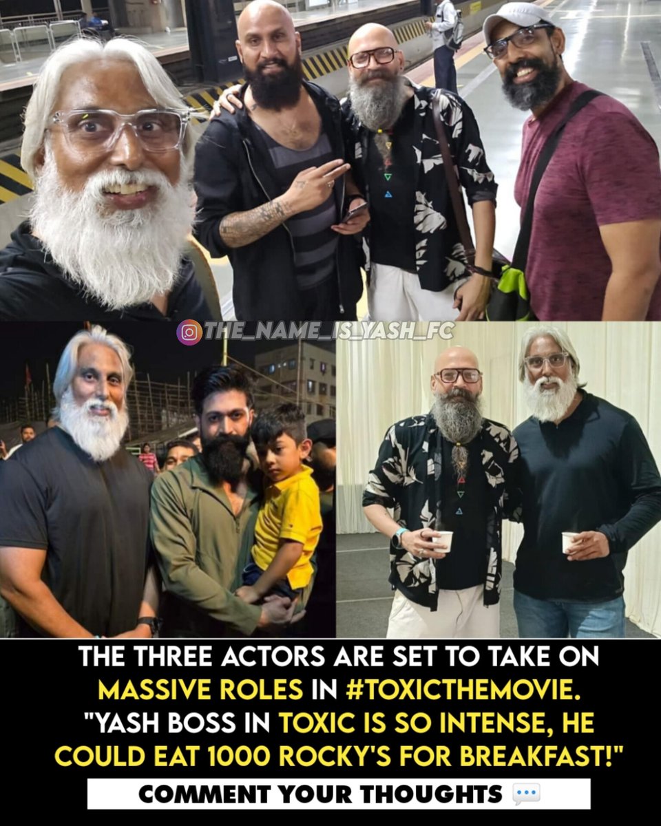 thenamisyashfc's tweet photo. The three actors are set to take on massive roles in #ToxicTheMovie.
"YASH BOSS in TOXIC is so intense, he could eat 1000 Rocky's for breakfast!"

Comment your thoughts 💭 https://t.co/9aBVWzGdsl