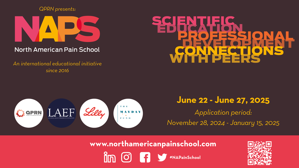 #NAPainSchool application period is now OPEN to all graduate students, post-doctoral fellows and clinician-scientists enrolled on a full time basis in a #pain research training program

Join leading experts in the pain #research field for a week of training, #networking and more