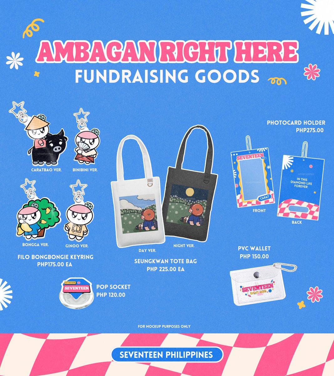 seventeenphil's tweet photo. 💖 AMBAGAN RIGHT HERE 💖

Unveiling our goods to support the upcoming fan projects for SEVENTEEN Right Here in Bulacan!

Grab it here: https://t.co/FoErD9vUbi

🛒 Pre-Order ends on Dec. 21
📦 Ship-out starts on Jan. 5

All items are made to order. Strictly no cancelation 🙏 https://t.co/sW9FFRQXyg