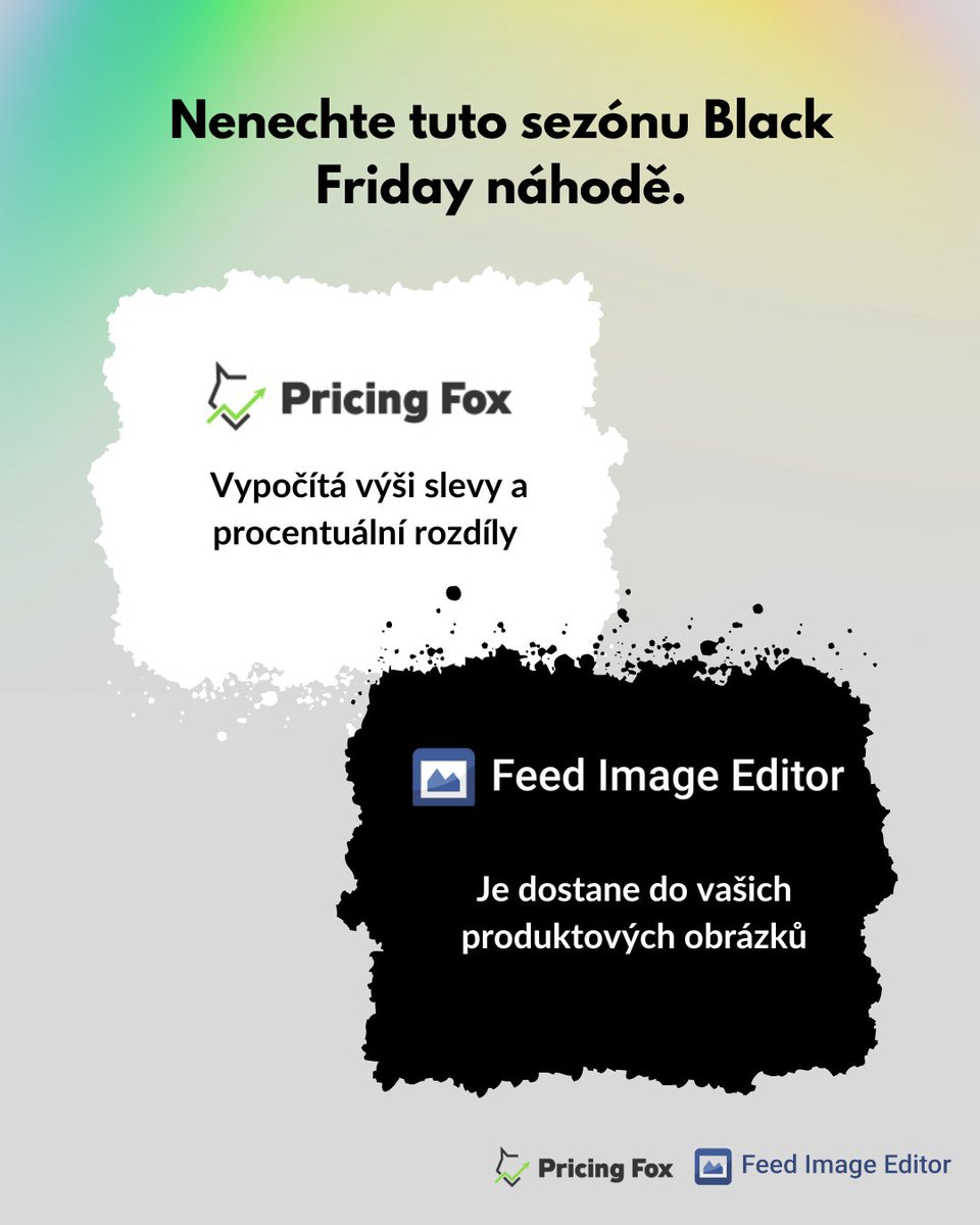 Spojili jsme síly s <a href="/FeedImageEditor/">Feed Image Editor</a>, abyste se před Black Friday mohli věnovat tomu nejdůležitějšímu - zákazníkům 📷 a růstu vašeho podnikání. 📷📷
Nastavte si ceny správně, podle platné legislativy, automaticky a hromadně. 
Přečtěte si více podrobností
pricing-fox.cz/clanky/black-f…