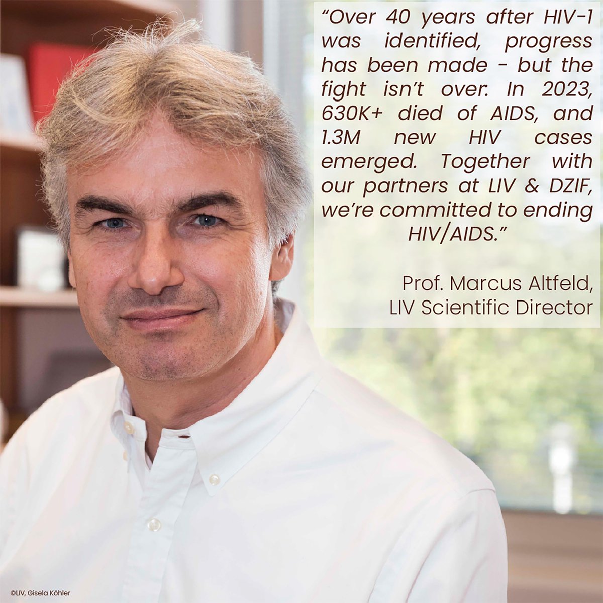 LIV (@leibnizliv) on Twitter photo On #WorldAIDSDay, we reflect on the progress in HIV research and the ongoing fight against AIDS:
Prof. Marcus Altfeld, LIV Scientific Director & Virus Immunology Head speaks about the commitment to ending HIV/AIDS.
<a href="/DZIF_/">DZIF (inaktiv)</a> #HIVResearch #EndAIDS On #WorldAIDSDay, we reflect on the progress in HIV research and the ongoing fight against AIDS:
Prof. Marcus Altfeld, LIV Scientific Director & Virus Immunology Head speaks about the commitment to ending HIV/AIDS.
<a href="/DZIF_/">DZIF (inaktiv)</a> #HIVResearch #EndAIDS
