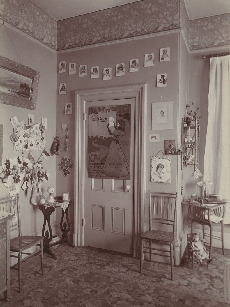 wikivictorian's tweet image. Girl’s bedroom, Oakland. Photographed in 1898.