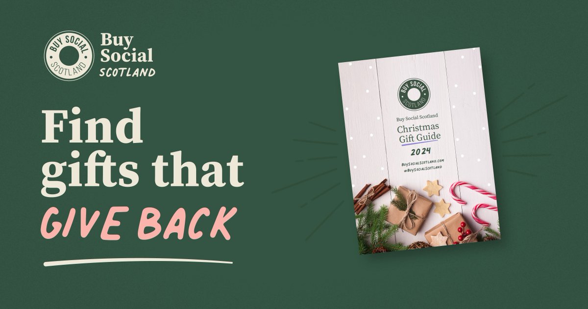 Did you know your Christmas gifts can do more than spread joy? 🎄

Skip the #BlackFridaySales &amp; explore our #BuySocialScotland Gift Guide! Find unique gifts from Scottish social enterprises that are supporting our communities! Find a #GiftThatGivesBack 👉 zurl.co/USIl