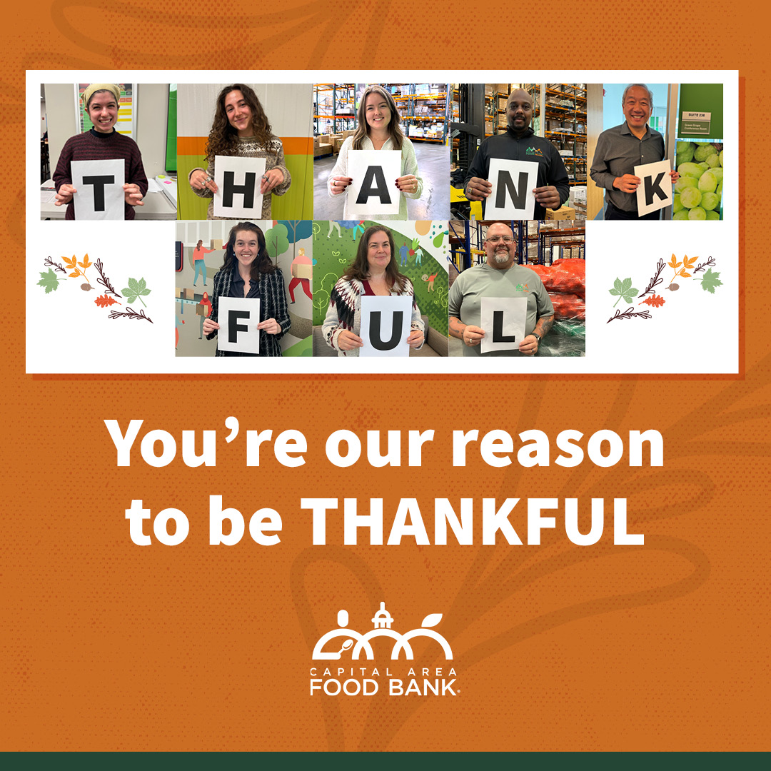 Happy Thanksgiving from CAFB!
 
We’re thankful for our incredible staff, generous supporters, and the community that fuels our mission of good food today and brighter futures tomorrow. 🧡💚
