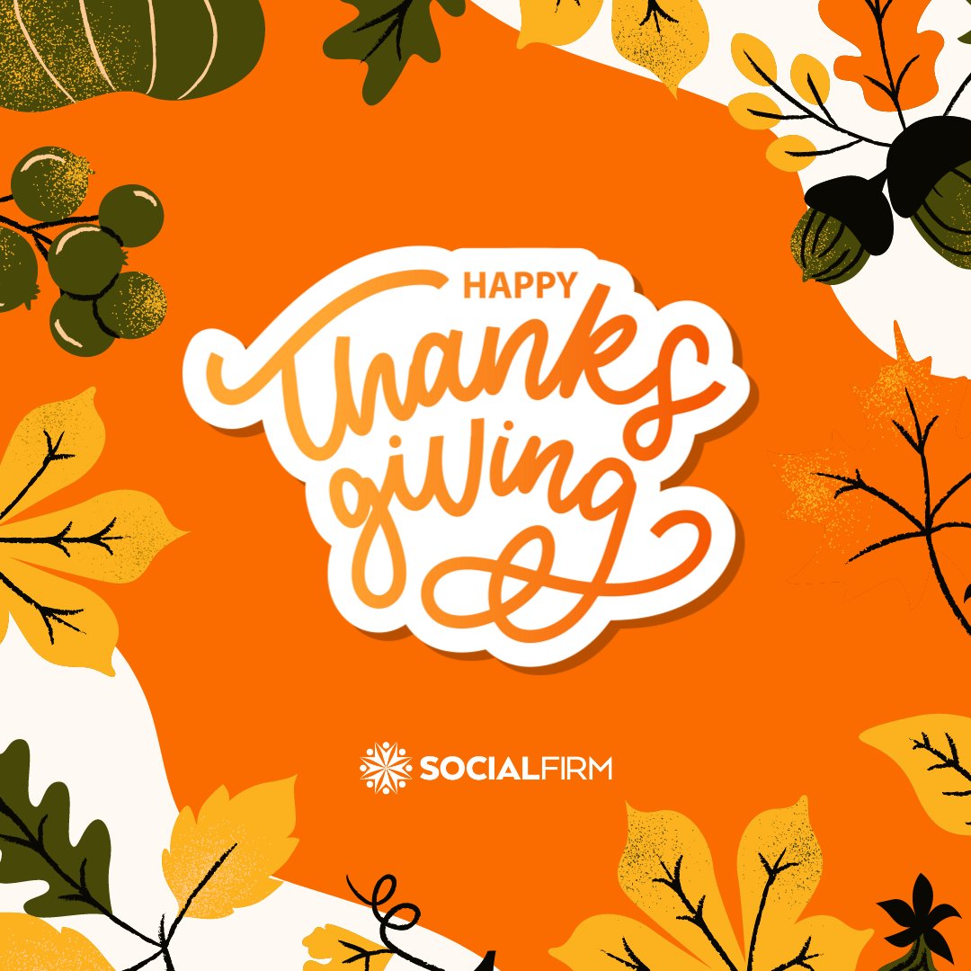 Grateful for good food, great company, and the opportunity to help our clients grow! 🦃🍂 Wishing everyone a Happy Thanksgiving filled with success, joy, and maybe even a second helping of pie. 🥧✨ #Thankful #Gratitude #HappyThanksgiving #SocialFirm