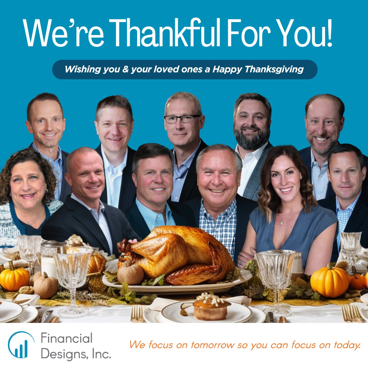 FinancialDesig1's tweet photo. Wishing you and your loved ones a Thanksgiving filled with gratitude, joy, and cherished moments. Today, we give thanks for the blessings in our lives and the opportunity to come together with those we hold dear. Happy Thanksgiving! 🍁🦃 #Thanksgiving #FDIteam https://t.co/60QNpMB4Ar